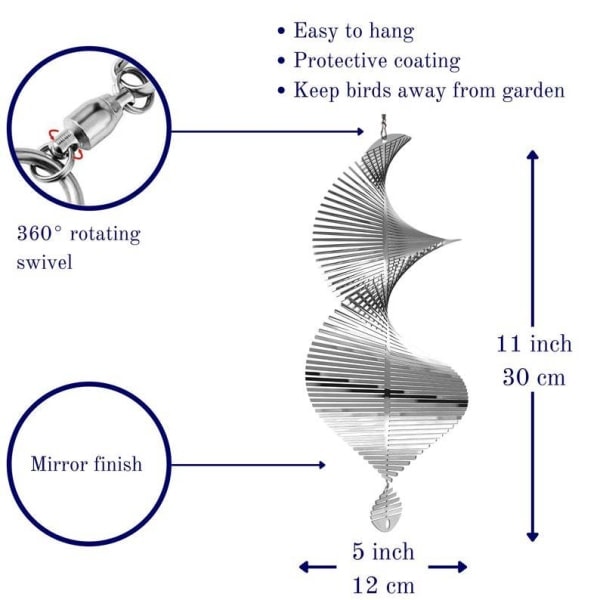 Spiral utomhusvindspel Roterande vindspel i metall i rostfritt stål B qd B