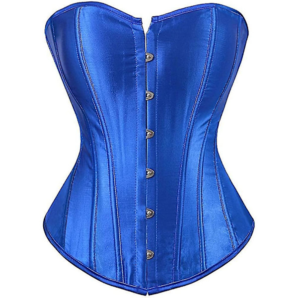 Kelvry Gotisk lingeri i satin med snørelukning og ben, overbust korsetter shapewear outfit til kvinder i store størrelser Blue 810
