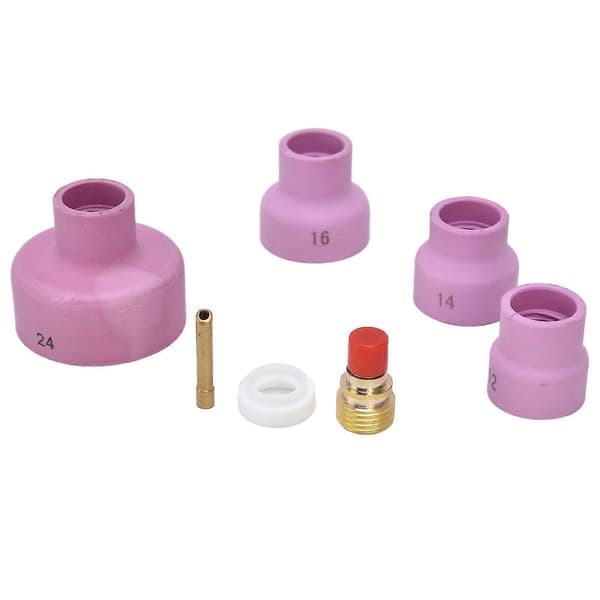 TIG Gasslinsekit med 7 stk. keramiske kopper, elektrodeholder og PTFE frontdeksel for WP 9 20 25
