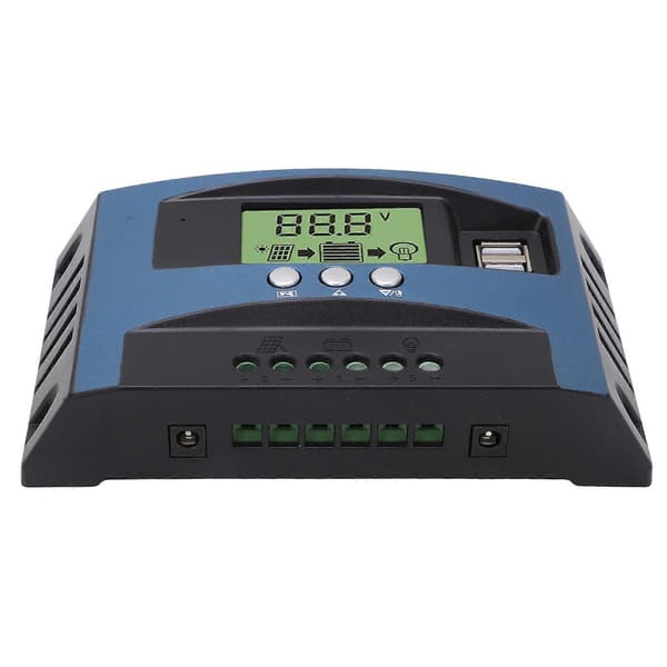 Solcelle ladekontroller 12V 24V Intelligent Identifikasjon MPPT Lading LCD-skjerm Solcellepanel Laderegulator 30A (10A Utladning)