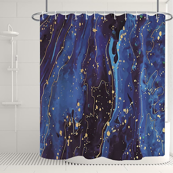 Marmor badrum duschdraperi lila guld tyg duschdraperier med krokar akvarell abstrakt duschdraperi foder 72x72 tum Sky Blue 72x72 inch