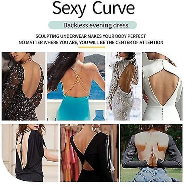 Kvinnors rygglösa Shapewear Deep U-body för klänning med låg rygg Skin Color XL