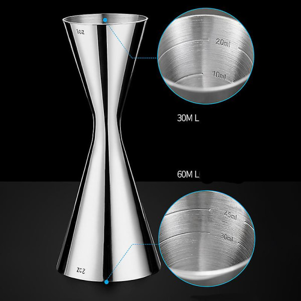 Bar Jigger Dubbel Jigger Bar Mått Bar Verktyg 30/60ml, 30/45ml Shaker För Fest Bar silver