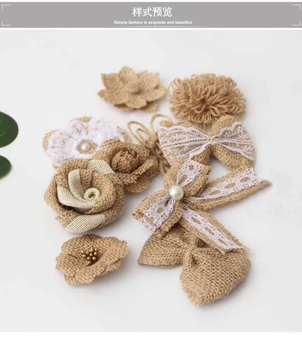 30 stk Burlap Blomster - Burlap Blomst - Burlap Sløyfe Bånd DIY