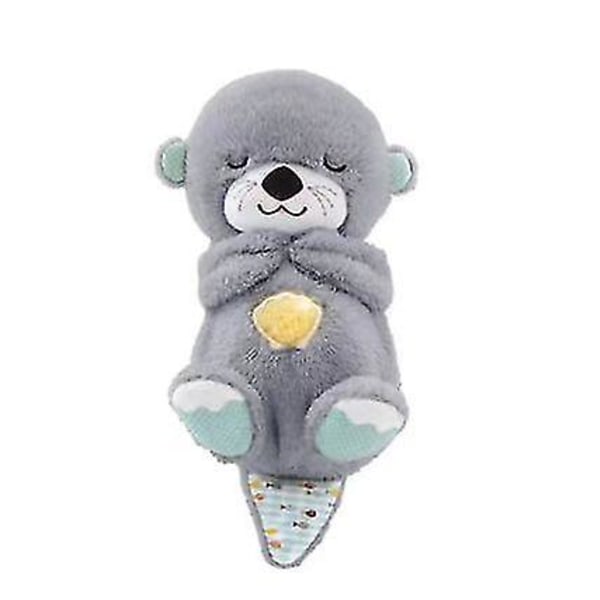 Otter Nyfödd Lugnande Dockor Sömnleksak Rytmisk Andningsmusik Dark Grey