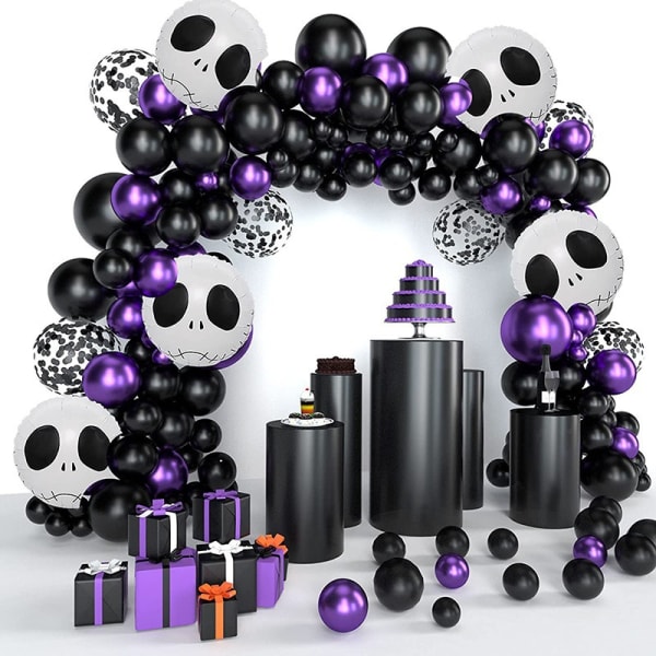 Halloween Balloon Garland Arch Kit, 143st Svarta Lila Ballonger Ghost Folieballonger, B O Folieballonger för Halloween temafest Backgrou Sunmostar