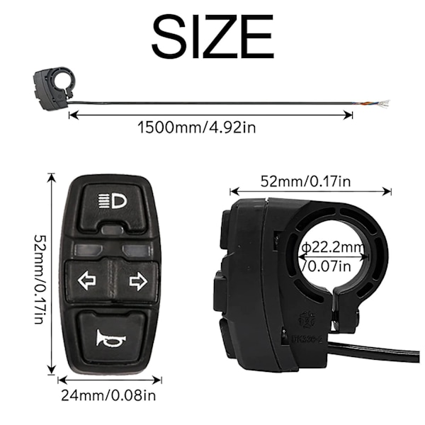 3 i 1 motorcykel strålkastare blinkers switch horn på/av kontroll switch knapp kit för scooter elcykel motorcykel