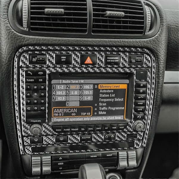 For 2003-2010 LHD karbonfiber senterkonsoll A/C kontrollpanel deksel trim tilbehør