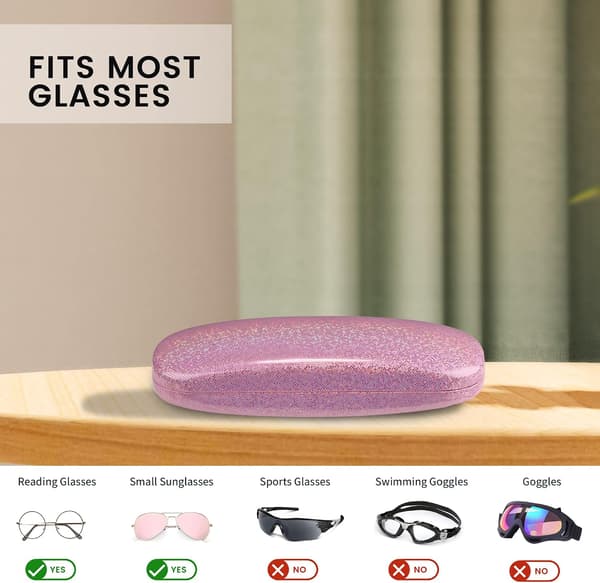 2 deler rosa og hvit glitter hardt etui for briller, bærbar