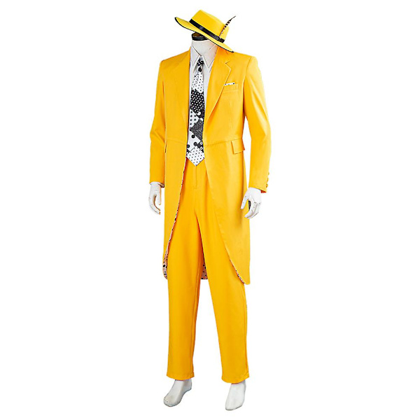 Film och tv The Mask Jim Carrey Cosplay Kostymer Set Unisex Vuxen Gul Kostym Uniform Kläder Halloween Karneval Klä Ut Fest tuxedo M