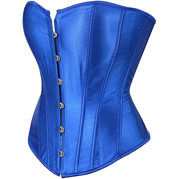 Kelvry Naisten Plus-kokoinen Goth-tyylinen Alusasu Satiini Nyöritys Luilla Tuettu Overbust Korsetti Muotoileva Asu Blue 1214