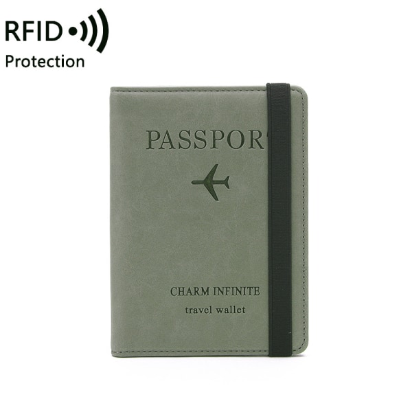 RFID passväska Reseläderfodral Case grön green
