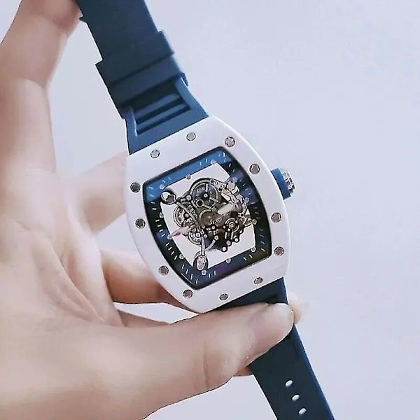 Toppmärket automatisk sportkörning sekunder 3 stift transparent botten fullfunktion herr lyx RM watch herr kvarts watch 12