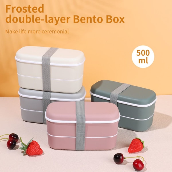 Dubbellager Bento Box Miljövänlig Lunchbox green