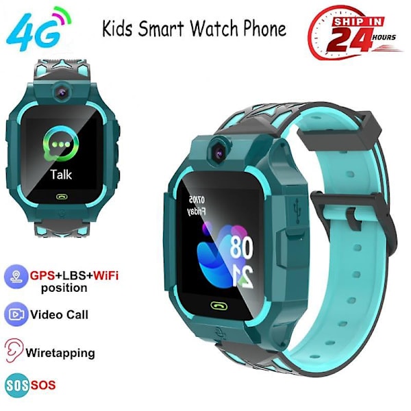 Børne 4G Smart Watch GPS WIFI Videoopkald SOS Vandtæt Børne Smart Watch Kamera Lokation Purple