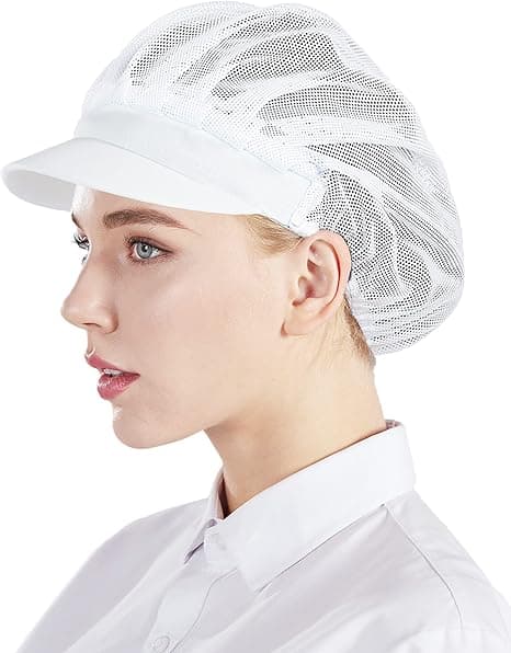 3-pack kockmössor i mesh - vita, unisex köksmössor med mesh, W