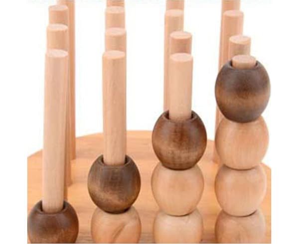 Vuxen barn utbildningsspel Trä 3d Connect Four Chess Spatial Thinking Toy