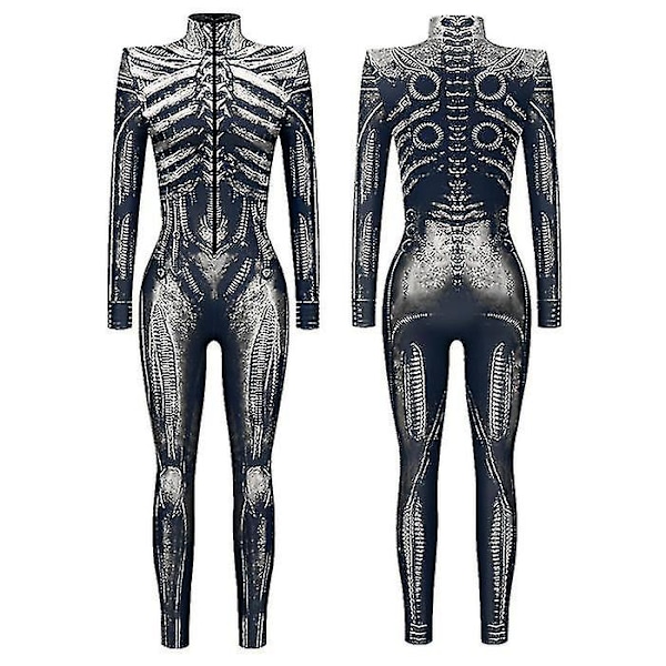 2024 Ny Halloween Robot Jumpsuit för Kvinnor Steampunk Sexy Cosplay Kostymer Karneval Party Långärmad Halloween Bodysuit Cool E Adult M