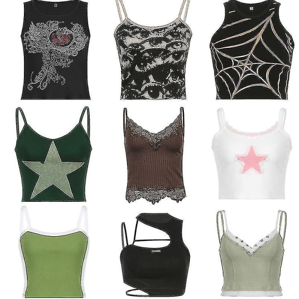 2023 Vaatteet Y2k Korsetti Crop Top Cyber Baby Tee Streetwear Goth Estetiikka Grunge Fairy Core Ropa Kesä style 4 L