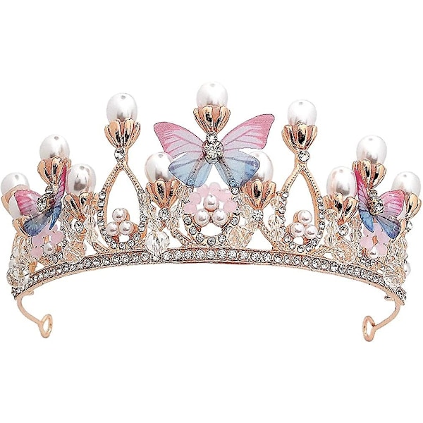 Kristalli Tiara Kruunu Lasten Kruunuprinsessa Tyttö Panta Vintage-lahja juhliin Festivaalijuhlat Cosplay - Täydellinen qd