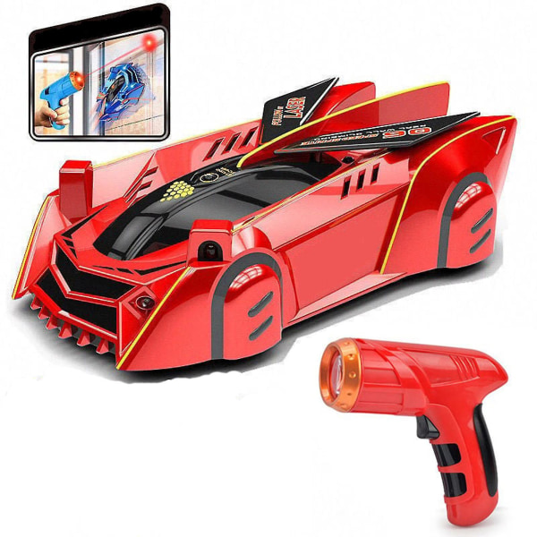 Zero Gravity Laserstyrd väggklättring Fjärrkontrollbilar, 360roterande stuntleksaksbil för barn Småbarn Presenter Red