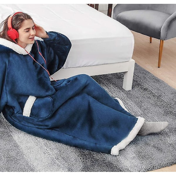 Pidennetty lampaanpeitto, voi käyttää flanellipeittoa Navy blue Length 150CM