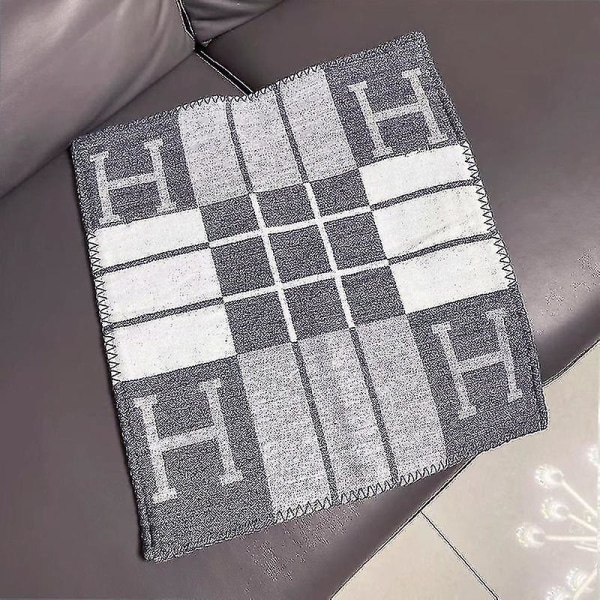 45x45cm H-bogstav Uld Cashmere Pudebetræk Køjeseng Sofa Fly Striped Gray