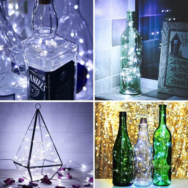 LED-lys for vinflasker, (Kald hvit, 3-pakning) USB-oppladbare, ingen