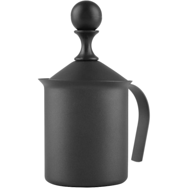 Manuell Melkeskummer, rustfritt stål, manuell dobbel netting melkeskummer, skummaskin, kaffe, cappuccino, dekorasjonsverktøy 400ml