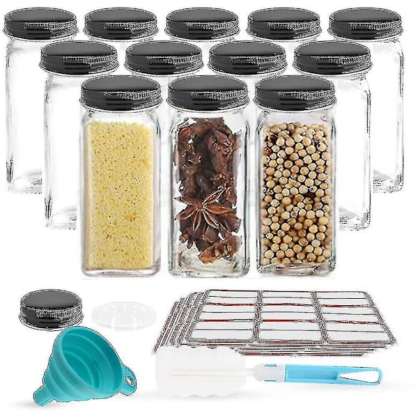 24st Kryddburkar Set med Shakerinsats Glaskryddburkar Fyrkantig förvaring med lock 120ml
