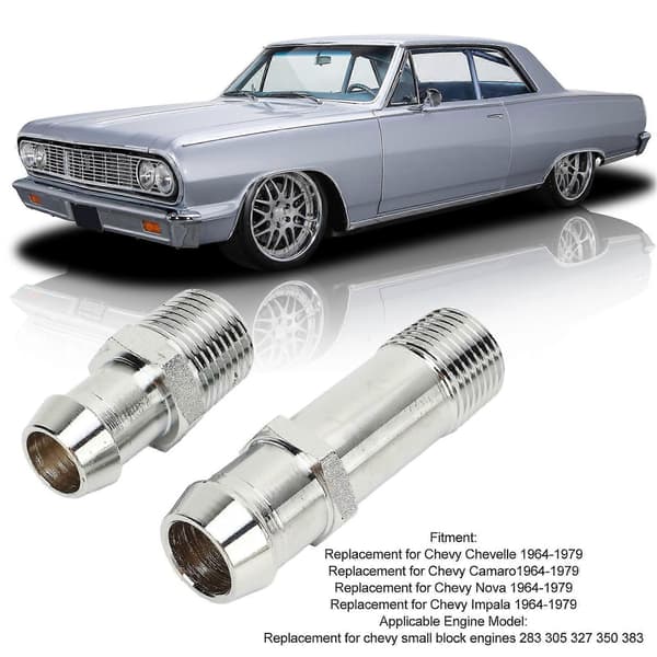 Varmeapparat Slangefitting 9514 Rustfrit Stål Slangeforbindelse Udskiftning til Chevy Chevelle Camaro Nova 1964 til 1979