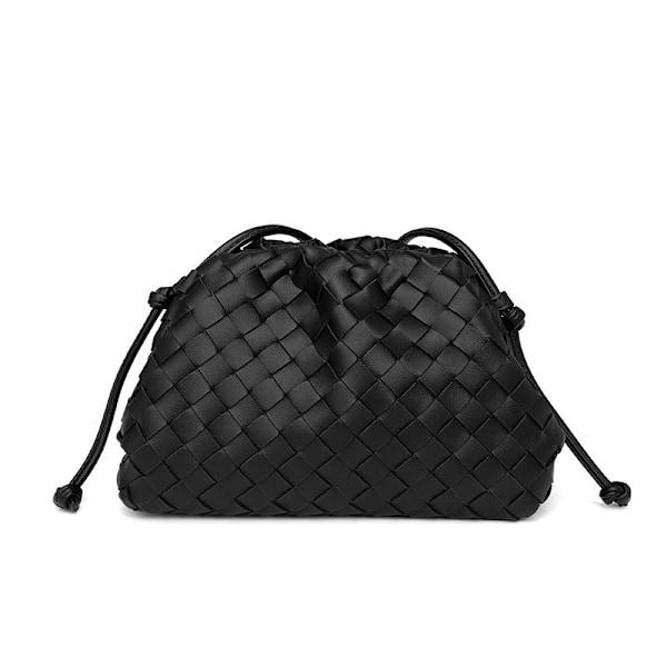 Vevd PU-skinnveske, trendy skulderveske qd svart 2