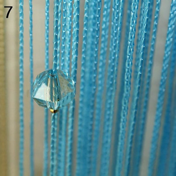 1x2m Snöre Gardin Pärlor Panel Fransen Avdelare Draperi Rum Dörr Fönster Dekor Sky Blue