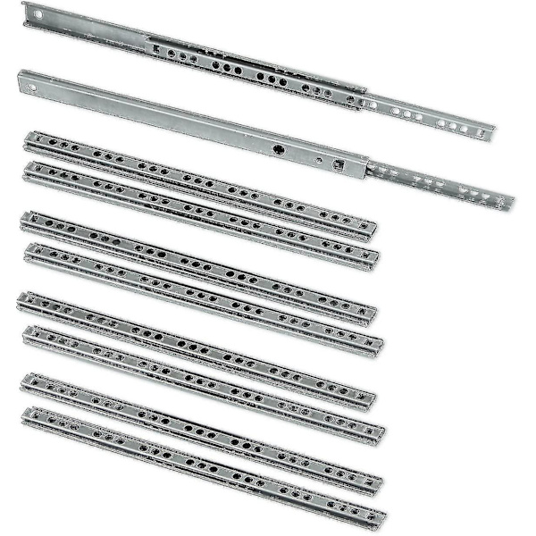 5 par (10 st) kulskenor/kulskenor Utdrag del 17mm X 278mm för låda, zinkpläterad 310mm
