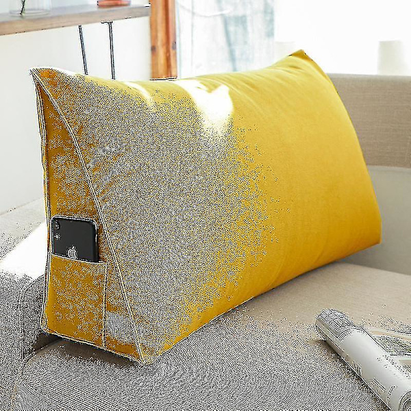 Triangulär sängkilkudde, ryggstöd, lässtöd - Yvan Yellow 100*35*20cm