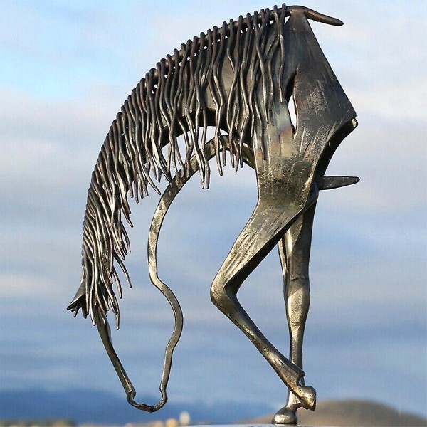 Hestestatue i metall, skulpturkunst, moderne skrivebordsornamenter, figurhåndverk Foraging