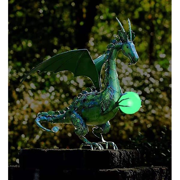 Grøn Drage Statue Med Solar Perle green