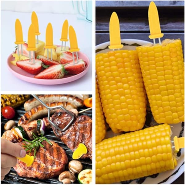 12-pakks rustfritt stål maisholder BBQ grill dobbel pigg mais