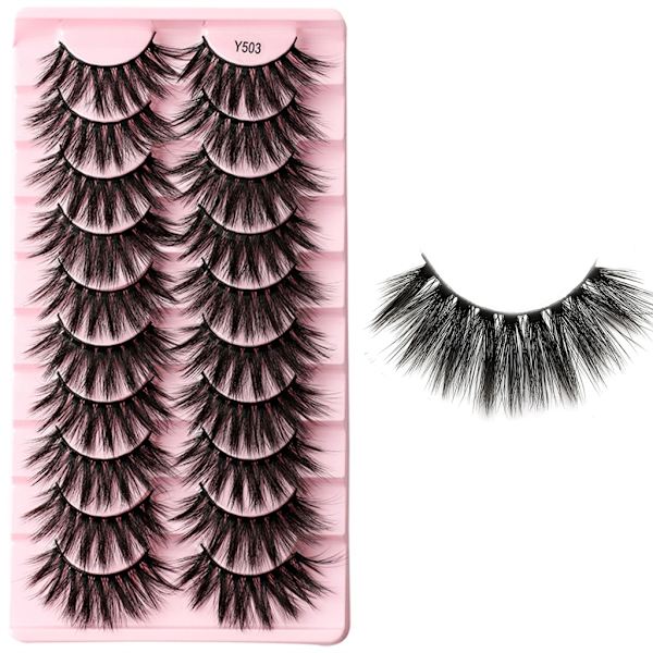 Nya fransar Mink Lösögonfransar Naturligt utseende Wispy Clear lash Band Falska ögonfransar Fluffiga 3 Curly Strip Cat Eye Fransar D