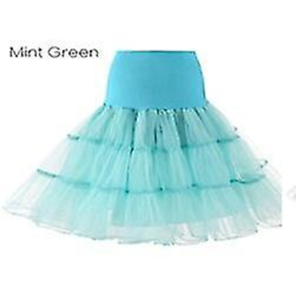 50-tals Cosplay Petticoat Rockabilly Klänning Krinoliner För Kvinna Bröllop Brud Underskört Rockabilly Tutu Snngv Mint Green M