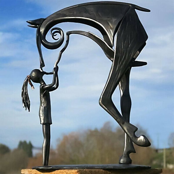 Hestestatue i metall, skulpturkunst, moderne skrivebordsornamenter, figurhåndverk Kiss