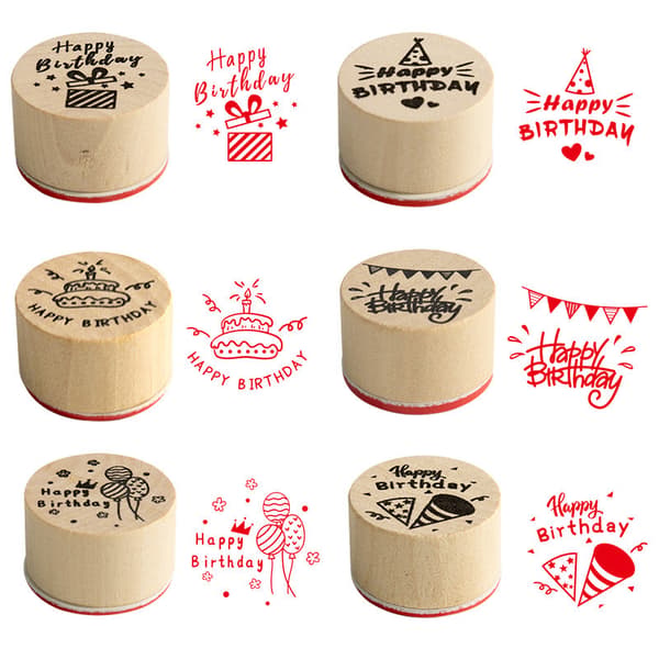#6 deler per sett med gratulerer med dagen stempel tre stempler#