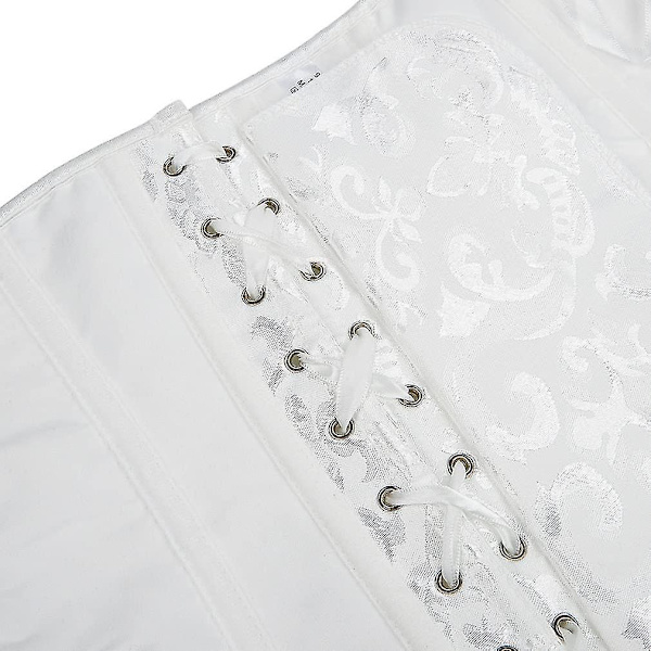 Kelvry Naisten Plus-kokoinen Goth-tyylinen Alusasu Satiini Nyöritys Luilla Tuettu Rintaliivien Päällinen Korsetti Muotoileva Asu White2 1214
