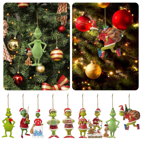 18 stil till alternativ för Grinch dekoration hängsmycke julgran E