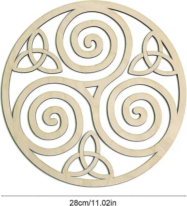 Keltisk konst - Triskelknut Väggkonst i trä - Irländska symboler Keltisk trippelspiral Väggdekor, 11' Tri