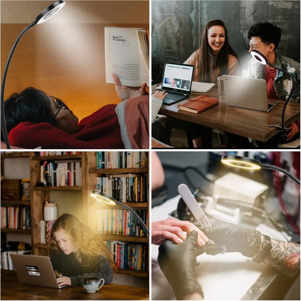 Bokklips Leselampe, 5W 48 LED Klipslampe, Dimbar Klipslampe