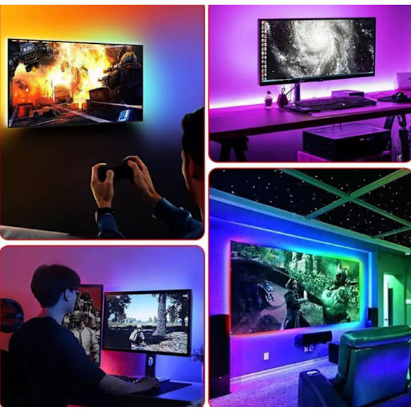 RGB LED-ljuslist USB 1/2/3/4/5M LED-ljuslist LED-ljussträng, 5V ljuslist infraröd 24-knappars fjärrkontroll qd 5M