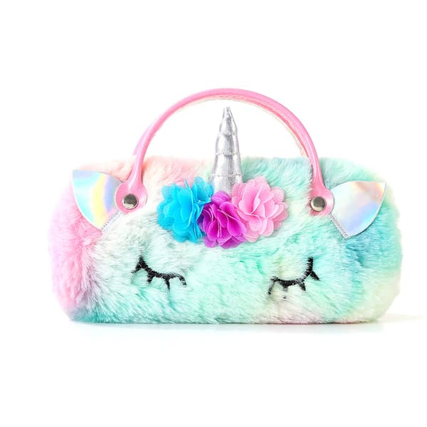 1 Unicorn Hårdt Etui til Briller Sød Farverig Plys Regnbue Unic