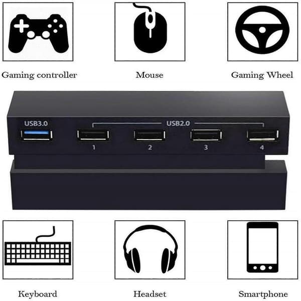 5 Ports USB Hub til PS4 Højhastighedsoplader Controller Splitter Udvidelsesadapter H TAO