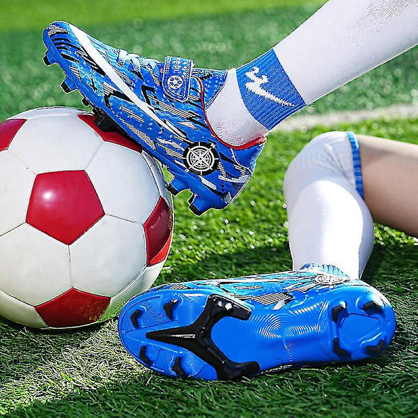 Barn Ungdom Gräs Fotbollsskor Skor Fotboll inomhus Fritidssport casual X1577a WhiteBlue 33